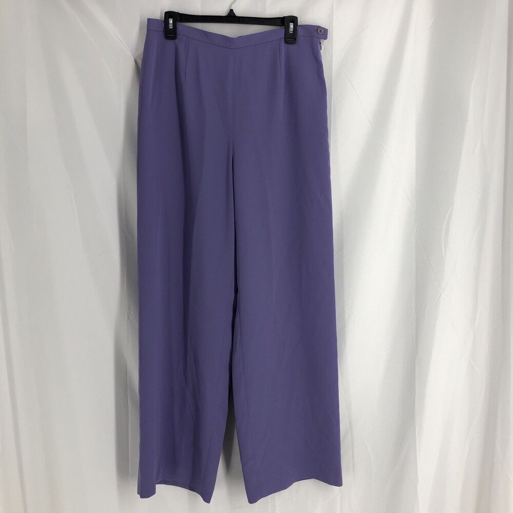 Casual Corner Vintage 90s Amethyst Purple Rayon Women's Pull On Pants SZ 14